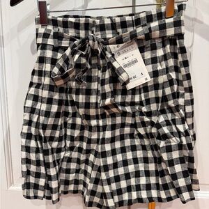 Zara Monochrome Checkered High Waist Shorts